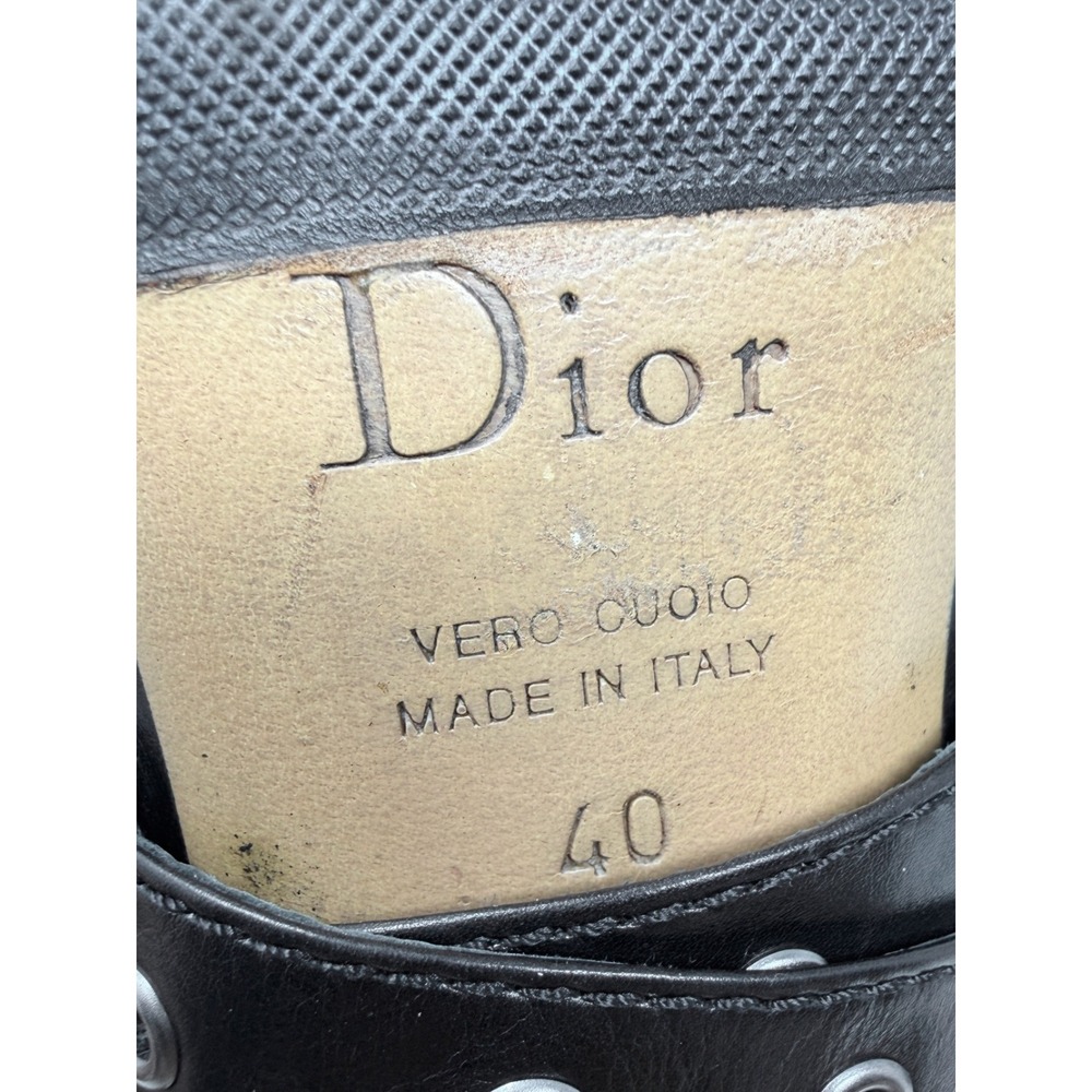 Dior Galliano 2002 Vintage Black Leather Grommet‎ Buckle Boots 40 - Picture 7 of 9
